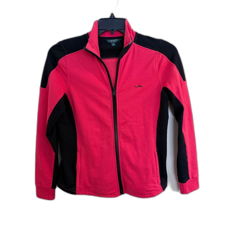 Lauren Ralph Lauren Active Colorblock Zip-Up Jacket Pink Black - Size M